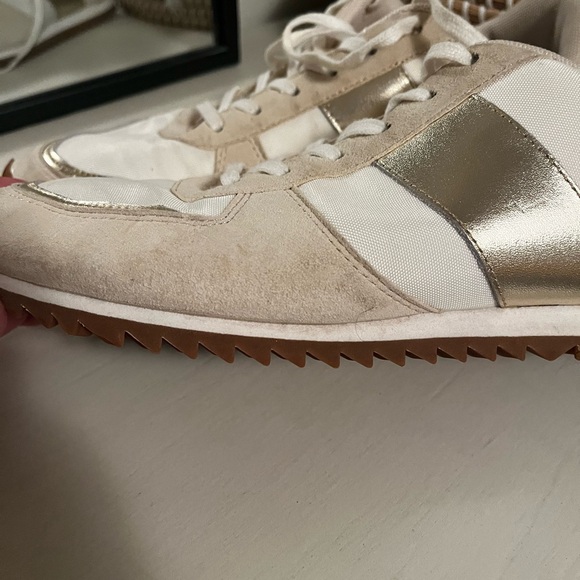 J. Crew Cream and Metallic Trainers Sneakers with Retro Design Size 10 - Picture 9 of 10